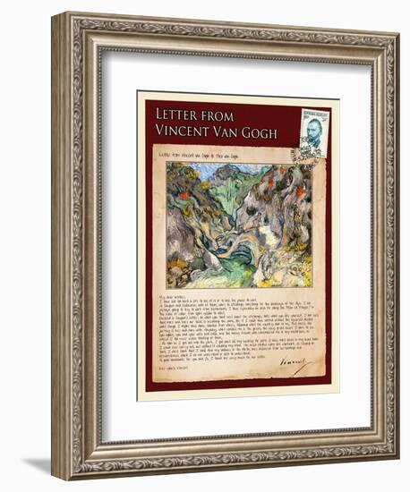 Letter from Vincent: Les Peiroulets Ravine-Vincent van Gogh-Framed Giclee Print