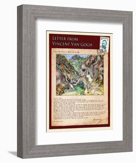 Letter from Vincent: Les Peiroulets Ravine-Vincent van Gogh-Framed Giclee Print