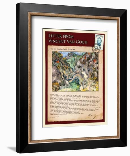 Letter from Vincent: Les Peiroulets Ravine-Vincent van Gogh-Framed Giclee Print