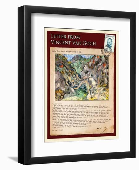 Letter from Vincent: Les Peiroulets Ravine-Vincent van Gogh-Framed Giclee Print