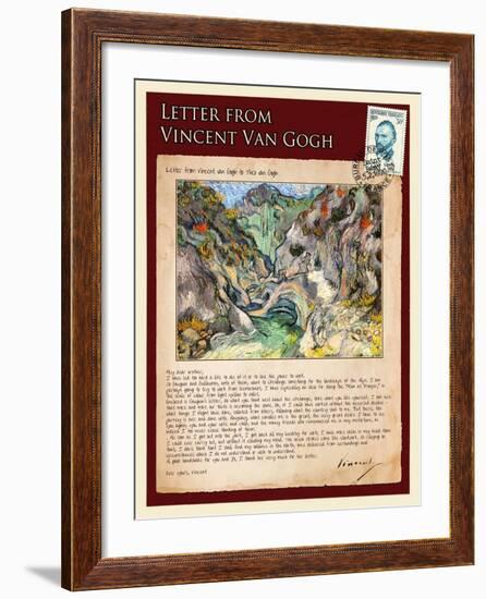 Letter from Vincent: Les Peiroulets Ravine-Vincent van Gogh-Framed Giclee Print