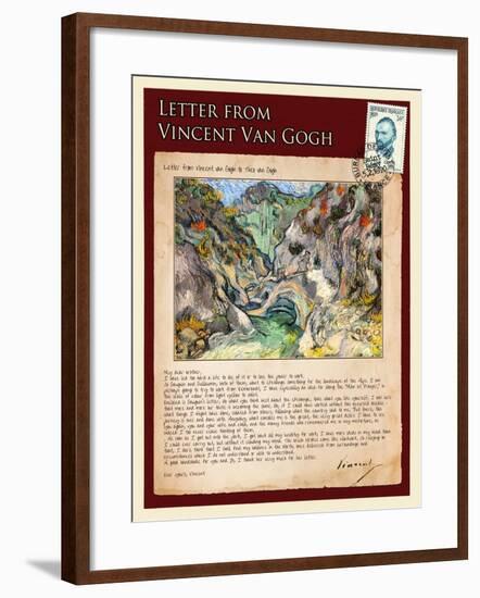 Letter from Vincent: Les Peiroulets Ravine-Vincent van Gogh-Framed Giclee Print