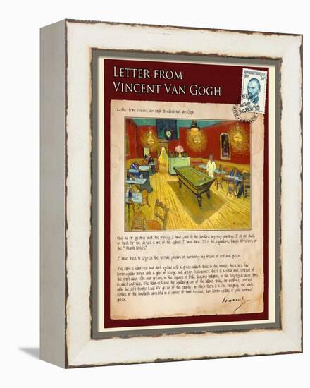 Letter from Vincent: Night Cafe on Place Lamartine in Arles-Vincent van Gogh-Framed Premier Image Canvas