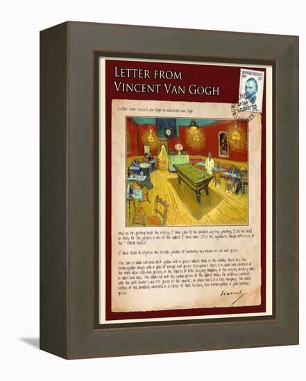 Letter from Vincent: Night Cafe on Place Lamartine in Arles-Vincent van Gogh-Framed Premier Image Canvas