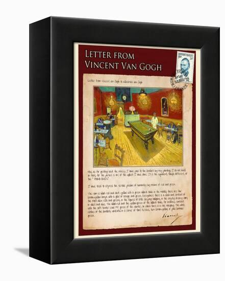 Letter from Vincent: Night Cafe on Place Lamartine in Arles-Vincent van Gogh-Framed Premier Image Canvas