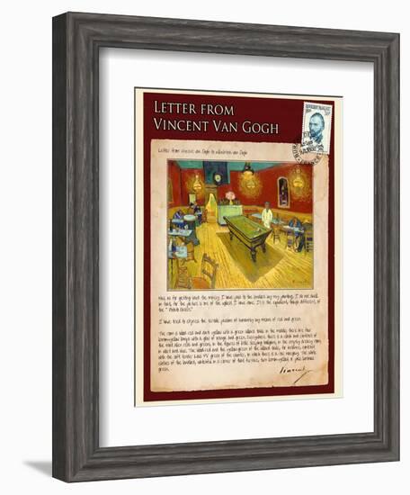 Letter from Vincent: Night Cafe on Place Lamartine in Arles-Vincent van Gogh-Framed Giclee Print