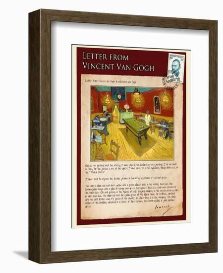 Letter from Vincent: Night Cafe on Place Lamartine in Arles-Vincent van Gogh-Framed Giclee Print