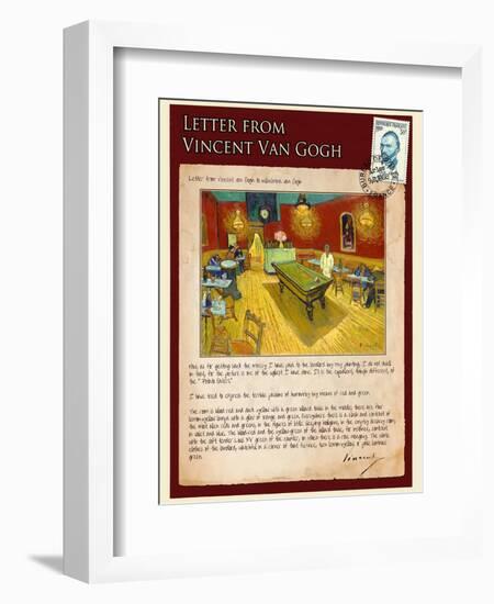 Letter from Vincent: Night Cafe on Place Lamartine in Arles-Vincent van Gogh-Framed Giclee Print