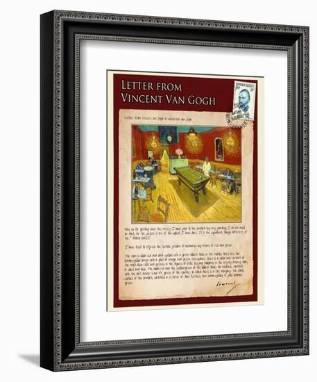 Letter from Vincent: Night Cafe on Place Lamartine in Arles-Vincent van Gogh-Framed Giclee Print