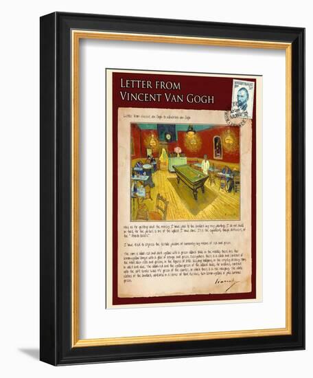 Letter from Vincent: Night Cafe on Place Lamartine in Arles-Vincent van Gogh-Framed Giclee Print