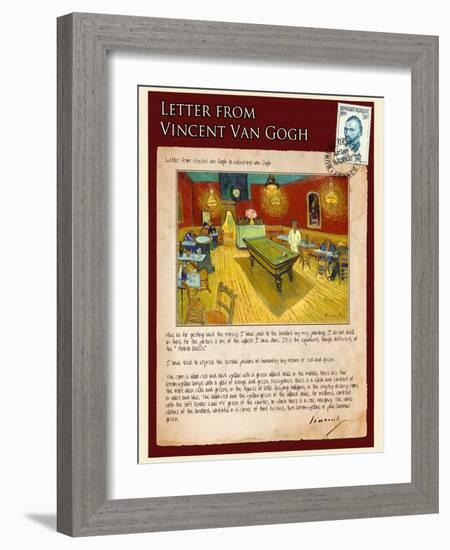 Letter from Vincent: Night Cafe on Place Lamartine in Arles-Vincent van Gogh-Framed Giclee Print