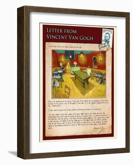 Letter from Vincent: Night Cafe on Place Lamartine in Arles-Vincent van Gogh-Framed Giclee Print