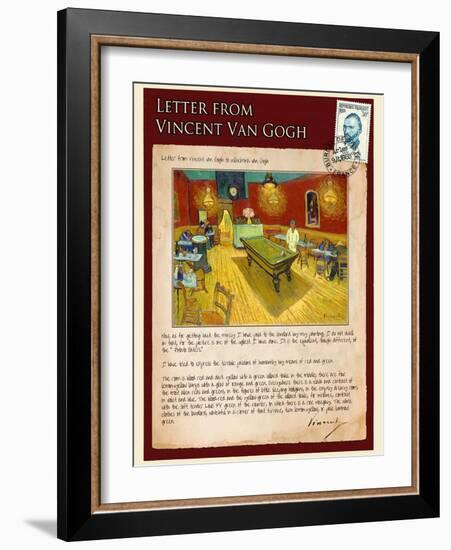 Letter from Vincent: Night Cafe on Place Lamartine in Arles-Vincent van Gogh-Framed Giclee Print