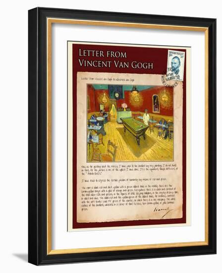 Letter from Vincent: Night Cafe on Place Lamartine in Arles-Vincent van Gogh-Framed Giclee Print