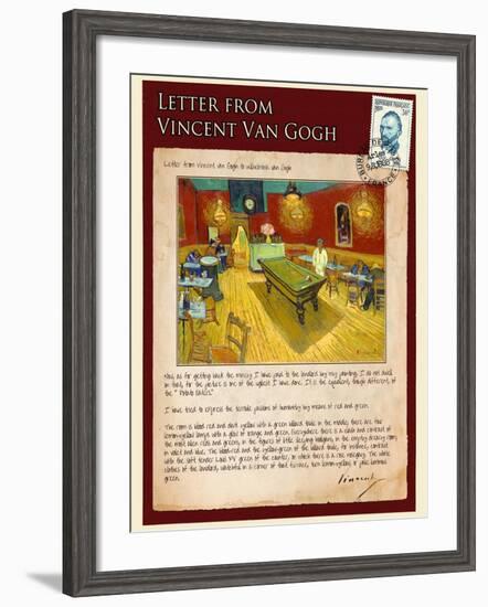 Letter from Vincent: Night Cafe on Place Lamartine in Arles-Vincent van Gogh-Framed Giclee Print