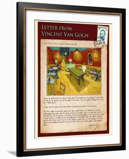 Letter from Vincent: Night Cafe on Place Lamartine in Arles-Vincent van Gogh-Framed Giclee Print