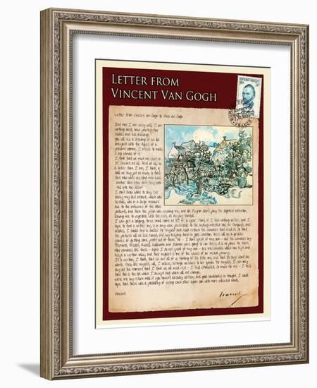 Letter from Vincent: Old Vineyard with Peasant Woman-Vincent van Gogh-Framed Giclee Print