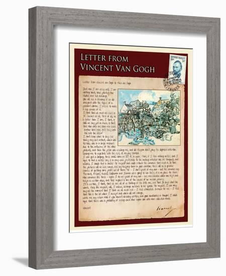 Letter from Vincent: Old Vineyard with Peasant Woman-Vincent van Gogh-Framed Giclee Print