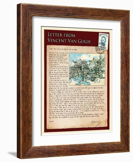 Letter from Vincent: Old Vineyard with Peasant Woman-Vincent van Gogh-Framed Giclee Print