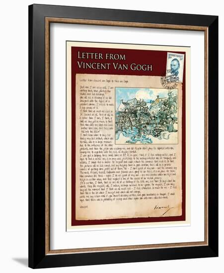 Letter from Vincent: Old Vineyard with Peasant Woman-Vincent van Gogh-Framed Giclee Print