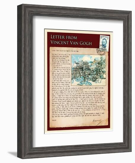 Letter from Vincent: Old Vineyard with Peasant Woman-Vincent van Gogh-Framed Giclee Print