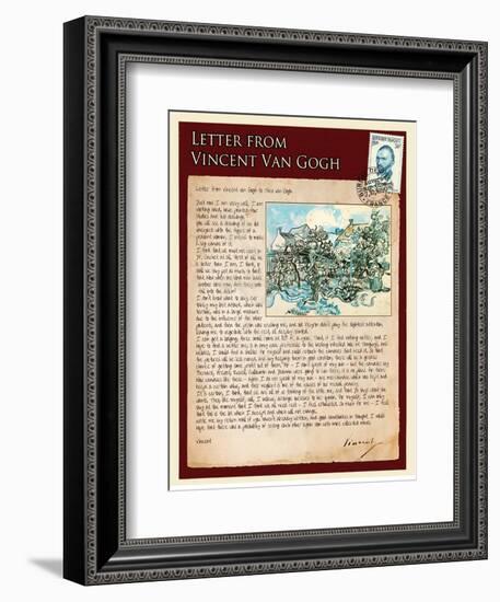 Letter from Vincent: Old Vineyard with Peasant Woman-Vincent van Gogh-Framed Giclee Print