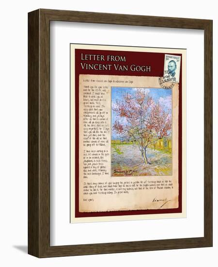 Letter from Vincent: Pink Peach Tree in Blossom-Vincent van Gogh-Framed Giclee Print