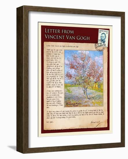 Letter from Vincent: Pink Peach Tree in Blossom-Vincent van Gogh-Framed Giclee Print