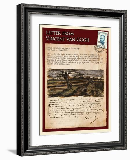 Letter from Vincent: Road with Pollarded Willows-Vincent van Gogh-Framed Giclee Print