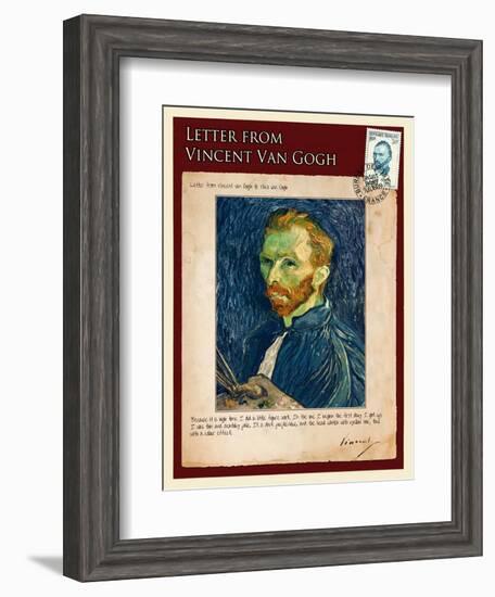 Letter from Vincent: Salf-Portrait1-Vincent van Gogh-Framed Giclee Print