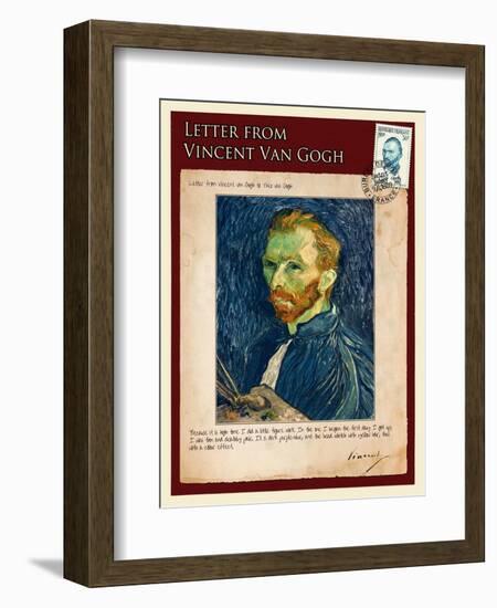 Letter from Vincent: Salf-Portrait1-Vincent van Gogh-Framed Giclee Print