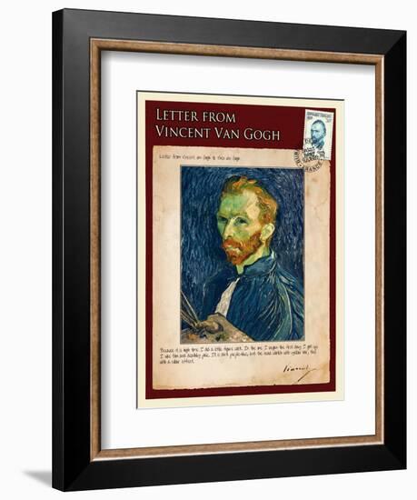 Letter from Vincent: Salf-Portrait1-Vincent van Gogh-Framed Giclee Print