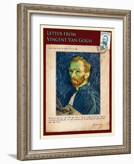 Letter from Vincent: Salf-Portrait1-Vincent van Gogh-Framed Giclee Print