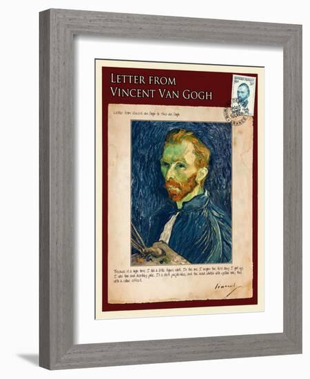 Letter from Vincent: Salf-Portrait1-Vincent van Gogh-Framed Giclee Print