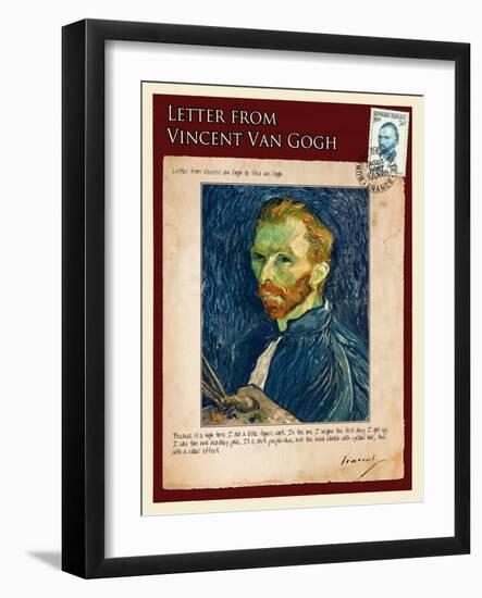 Letter from Vincent: Salf-Portrait1-Vincent van Gogh-Framed Giclee Print