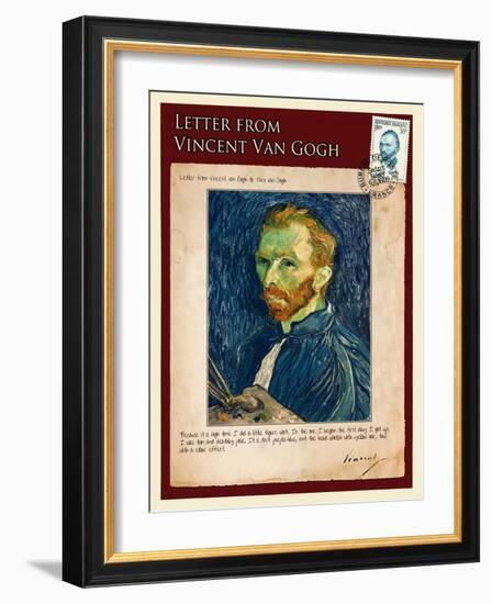 Letter from Vincent: Salf-Portrait1-Vincent van Gogh-Framed Giclee Print