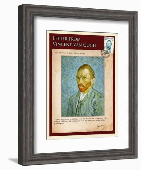 Letter from Vincent: Self-Portrait2-Vincent van Gogh-Framed Giclee Print