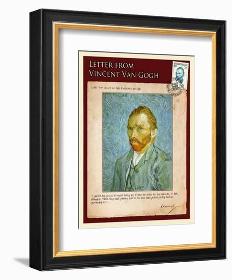 Letter from Vincent: Self-Portrait2-Vincent van Gogh-Framed Giclee Print
