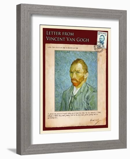 Letter from Vincent: Self-Portrait2-Vincent van Gogh-Framed Giclee Print