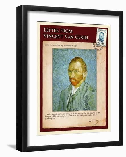 Letter from Vincent: Self-Portrait2-Vincent van Gogh-Framed Giclee Print