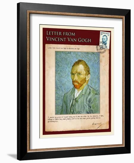 Letter from Vincent: Self-Portrait2-Vincent van Gogh-Framed Giclee Print