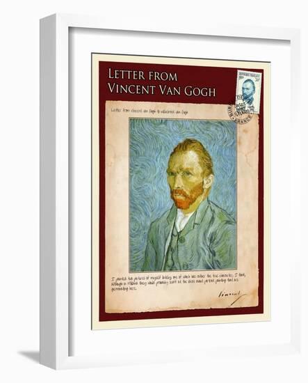 Letter from Vincent: Self-Portrait2-Vincent van Gogh-Framed Giclee Print