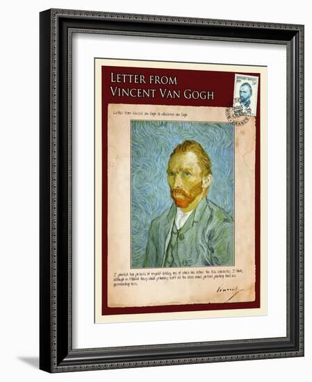 Letter from Vincent: Self-Portrait2-Vincent van Gogh-Framed Giclee Print