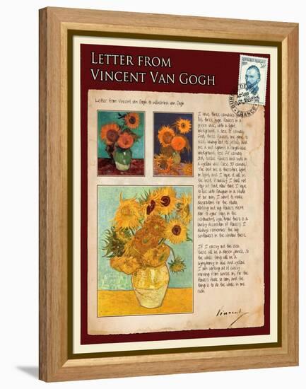 Letter from Vincent: Sunflowers in a Vase-Vincent van Gogh-Framed Premier Image Canvas
