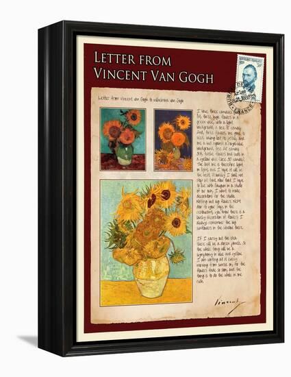 Letter from Vincent: Sunflowers in a Vase-Vincent van Gogh-Framed Premier Image Canvas