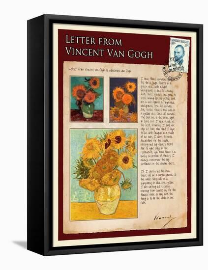 Letter from Vincent: Sunflowers in a Vase-Vincent van Gogh-Framed Premier Image Canvas