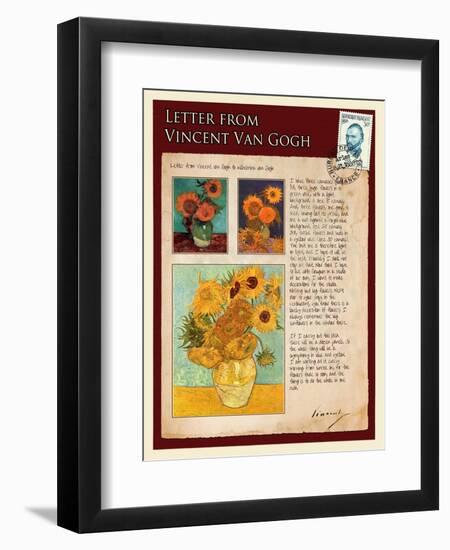 Letter from Vincent: Sunflowers in a Vase-Vincent van Gogh-Framed Giclee Print