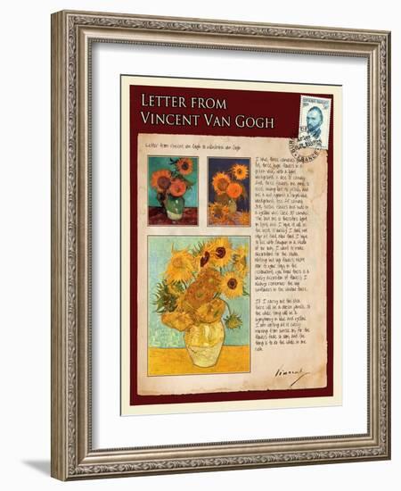 Letter from Vincent: Sunflowers in a Vase-Vincent van Gogh-Framed Giclee Print