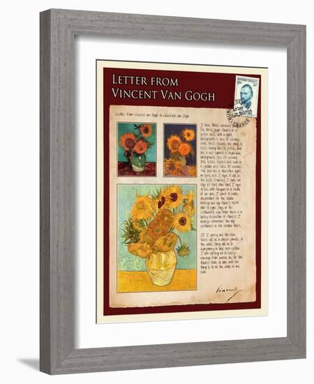 Letter from Vincent: Sunflowers in a Vase-Vincent van Gogh-Framed Giclee Print