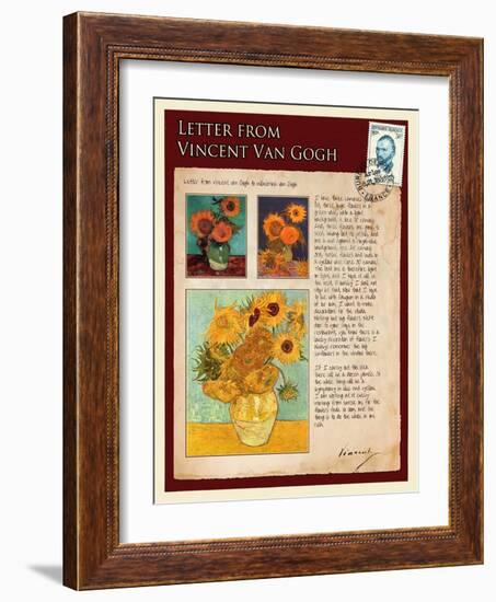 Letter from Vincent: Sunflowers in a Vase-Vincent van Gogh-Framed Giclee Print